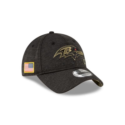 Black Baltimore Ravens Hat - New Era NFL Salute To Service 9TWENTY Adjustable Caps USA9742385